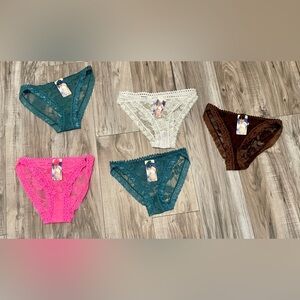 NWT: Dreamgirl Lace Panties Set of 5 (M)